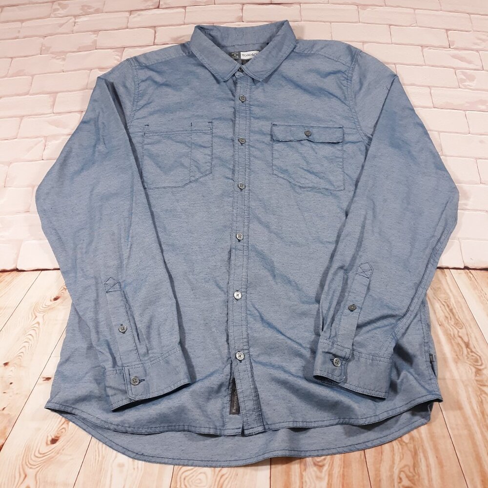 Toad&Co Insect Shield Shirt Mens Large Outdoor Hiking Travel Blue‎ Button Up